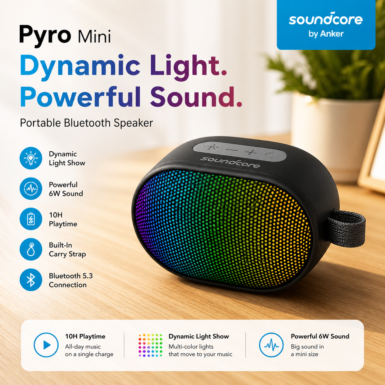 Anker Soundcore Speaker with Dynamic Light
