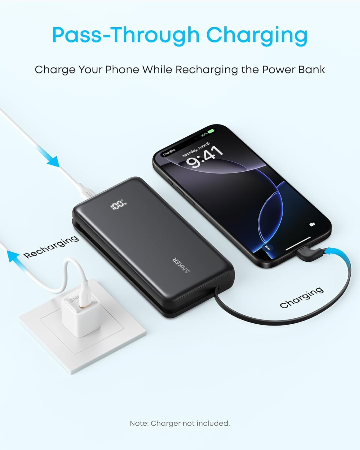 Anker Zolo Power Bank 22.5W Max, USB-C In and Out Fast Charging