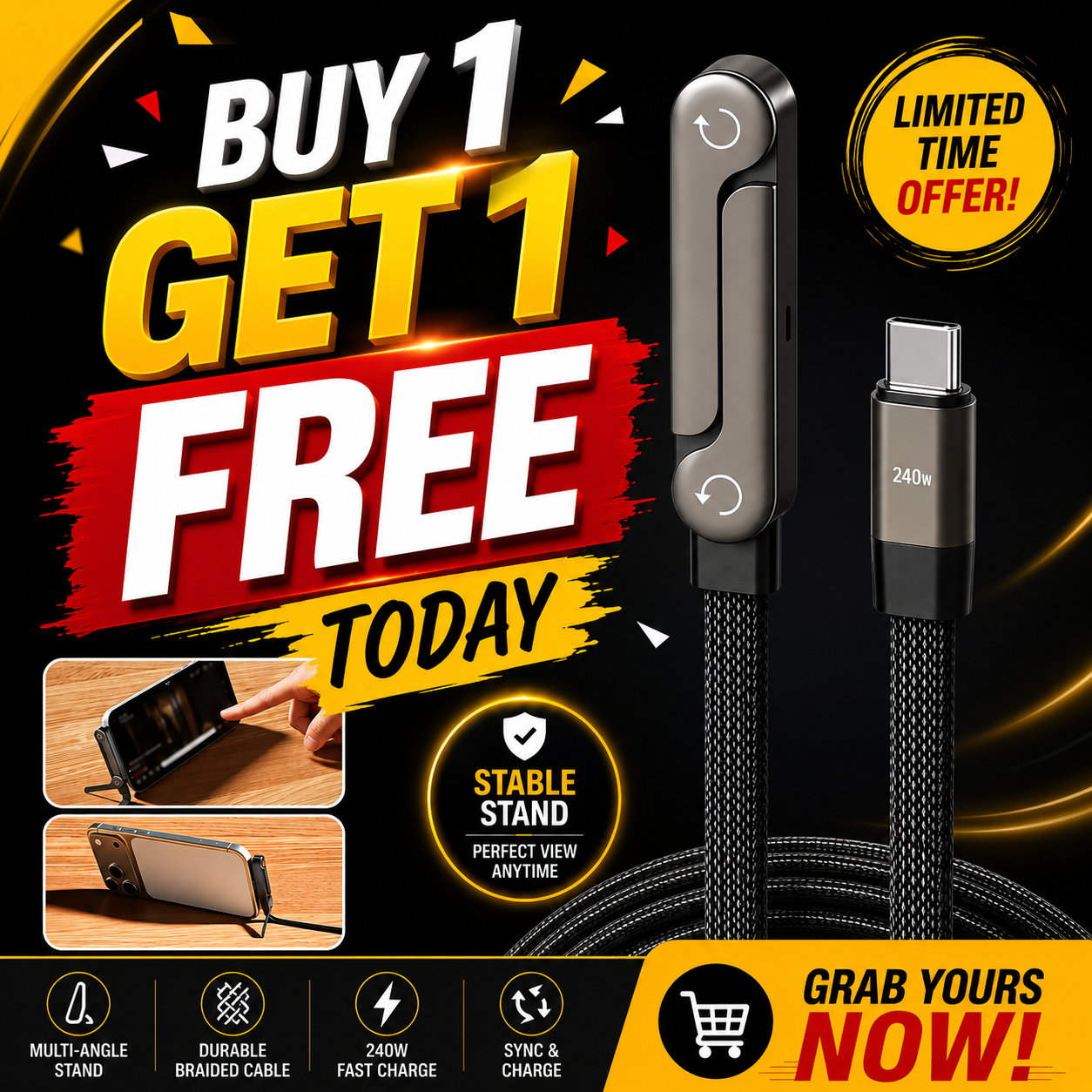 FAST CHARGER FOLDING MOBILE STAND ( 2 PC OFFER )